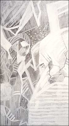 Regina Liedtke, Malerei: SchneeZeichen  1984, 1,45 x 0,80 m / Acryl auf Leinen