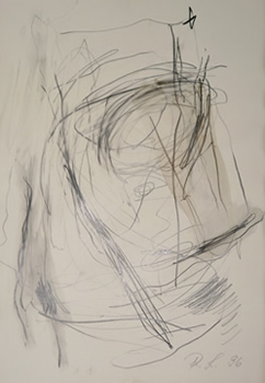 Zeichnung o.T. 1996, 0,43 x 0,30 m / Grafit und Tusche auf Papier